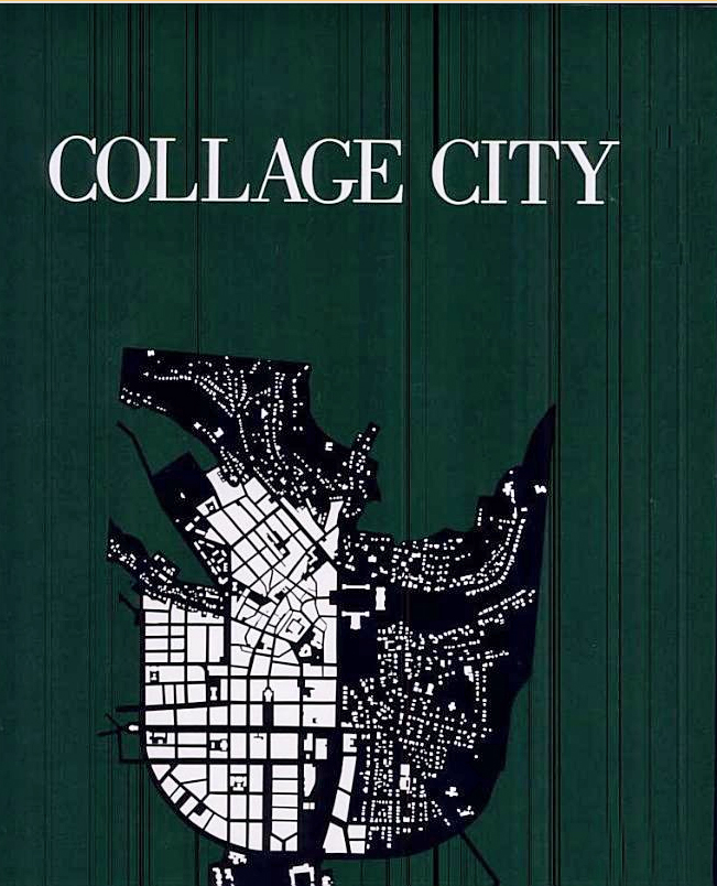 The figure-ground drawing on the cover of Colin Rowe's Collage City shows the city as coherent open space (left) and the city as a spatter of objects (right)