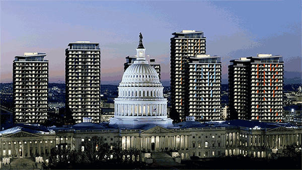 Richard Sennett argues that we should 'stop building in context' and that we should have no 'historic districts'. So you can build anything anywhere - to escape the 'tyranny' (or planners, landscape architects etc). The above montage is of Washington DC but is uncomfortably reminiscent of what has been done to St Paul's Cathedral in London.
